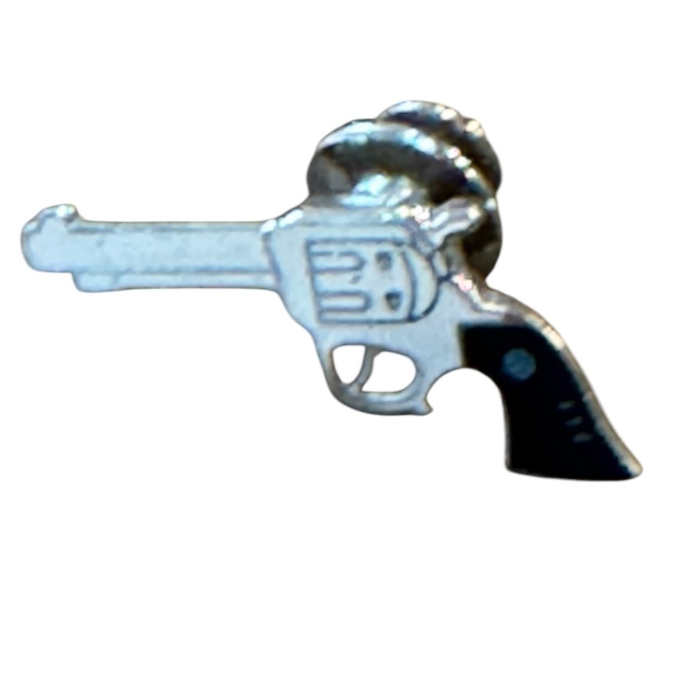 Silver and Black Enamel Gun Lapel Pin NWOT
